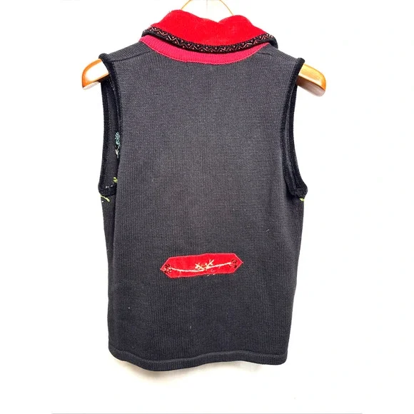 Christmas Holiday Sweater Vest Women’s Size Small Red Cardinals Embellished EUC - Picture 9 of 11